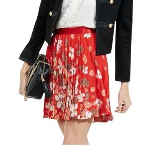 Express Floral pleated Red Skirt